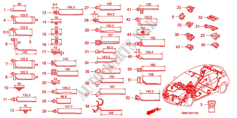 KABELBAUMBAND/BUEGEL(LH)(1) für Honda CIVIC 1.8 TYPE S 3 Türen 6 gang-Schaltgetriebe 2007