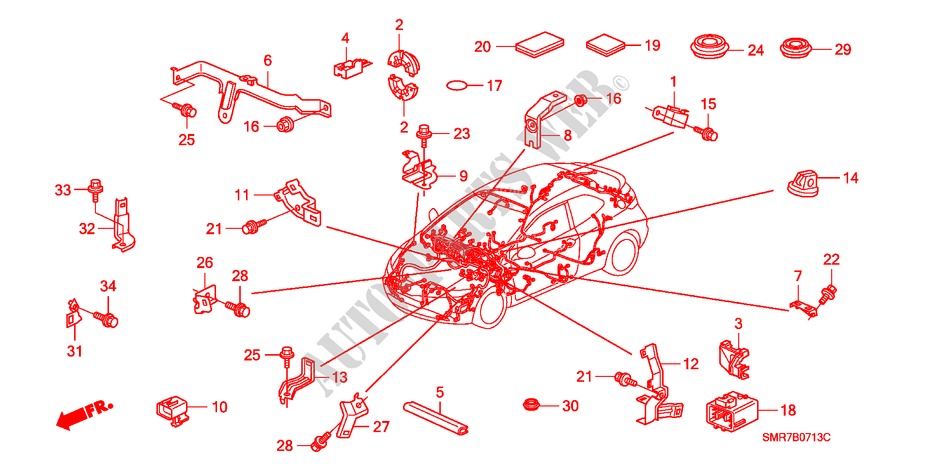 KABELBAUMBAND/BUEGEL(RH)(2) für Honda CIVIC 1.8 TYPE S 3 Türen Intelligent Schaltgetriebe 2009
