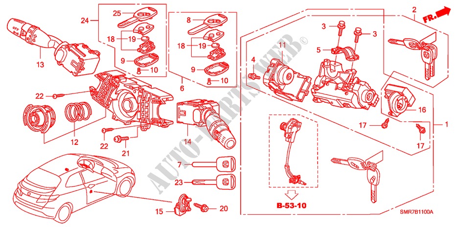 KOMBISCHALTER(LH) für Honda CIVIC 1.8 TYPE S 3 Türen 6 gang-Schaltgetriebe 2007