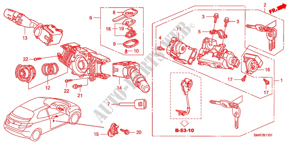 KOMBISCHALTER(RH) für Honda CIVIC 2.2 BASE 3 Türen 6 gang-Schaltgetriebe 2008