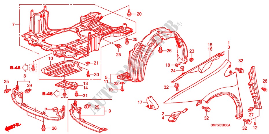 KOTFLUEGEL, VORNE für Honda CIVIC 2.0 TYPE-R 3 Türen 6 gang-Schaltgetriebe 2009