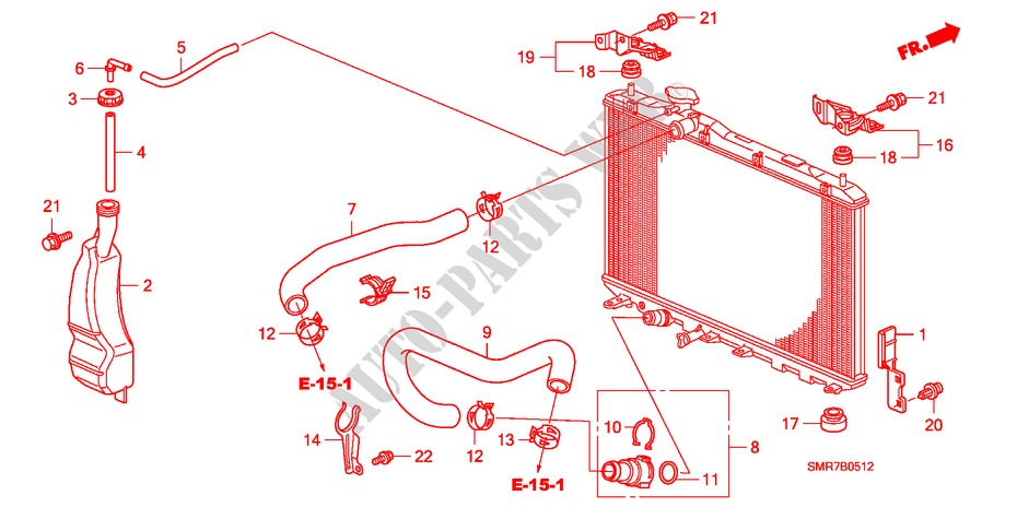 KUEHLERSCHLAUCH/RESERVETANK(2.0L) für Honda CIVIC 2.0 TYPE R 3 Türen 6 gang-Schaltgetriebe 2007