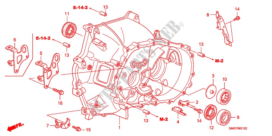 KUPPLUNGSGEHAEUSE(1.4L) für Honda CIVIC 1.4 TYPE S 3 Türen Intelligent Schaltgetriebe 2009