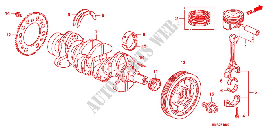 KURBELWELLE/KOLBEN(1.4L) für Honda CIVIC 1.4 TYPE S 3 Türen Intelligent Schaltgetriebe 2009
