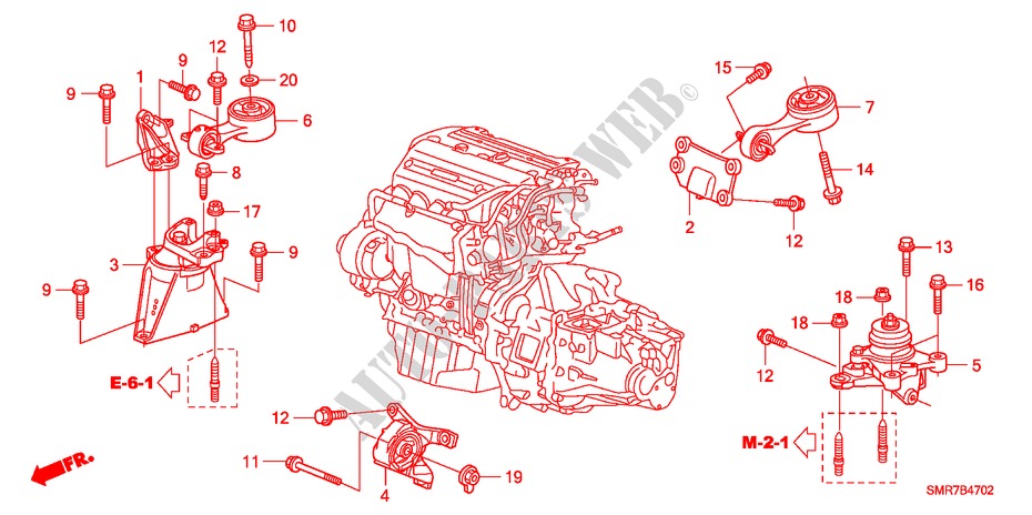 MOTORBEFESTIGUNGEN(2.0L) für Honda CIVIC 2.0 TYPE R 3 Türen 6 gang-Schaltgetriebe 2009