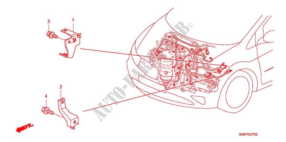 MOTORKABELBAUM, STREBE(1.4L) (1.8L) (2.0L) für Honda CIVIC 1.8 TYPE S 3 Türen Intelligent Schaltgetriebe 2007
