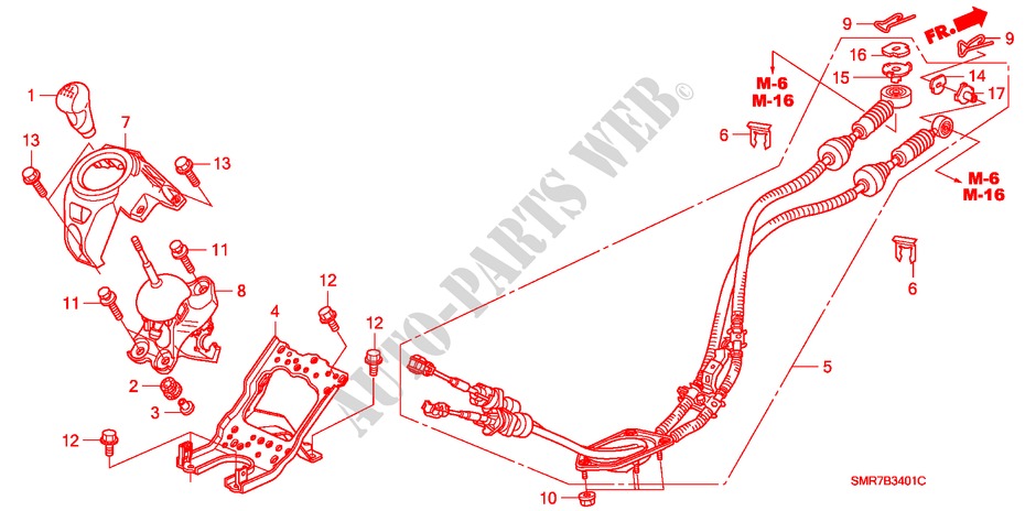 SCHALTHEBEL(RH) (1.4L) (1.8L) (DIESEL) für Honda CIVIC 2.2 BASE 3 Türen 6 gang-Schaltgetriebe 2008