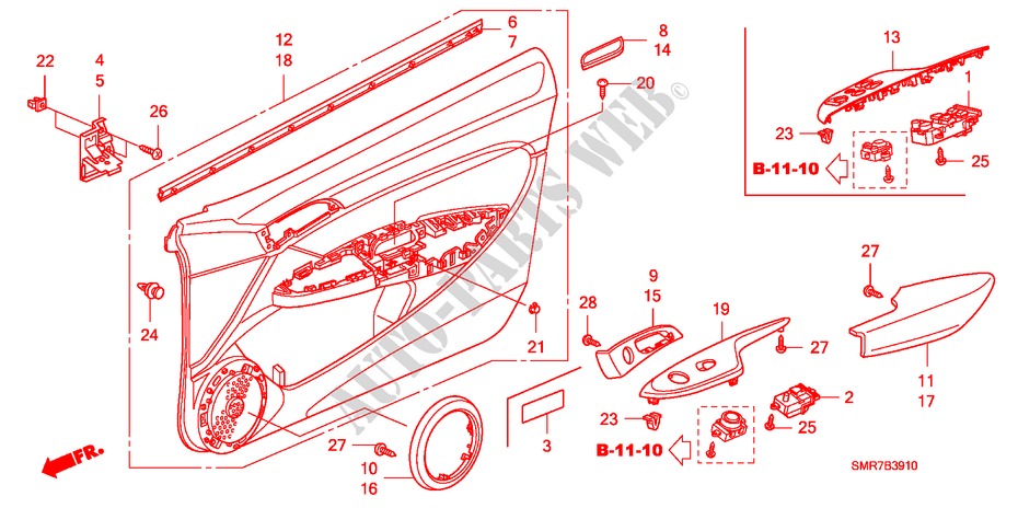 TUERVERKLEIDUNG(LH) für Honda CIVIC 2.0 TYPE R 3 Türen 6 gang-Schaltgetriebe 2007