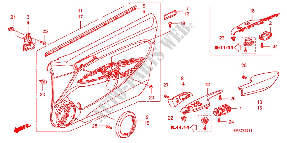 TUERVERKLEIDUNG(RH) für Honda CIVIC 1.8 TYPE S 3 Türen 6 gang-Schaltgetriebe 2007