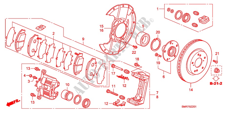 VORDERRADBREMSE (2.0L) für Honda CIVIC 2.0 TYPE-R 3 Türen 6 gang-Schaltgetriebe 2009