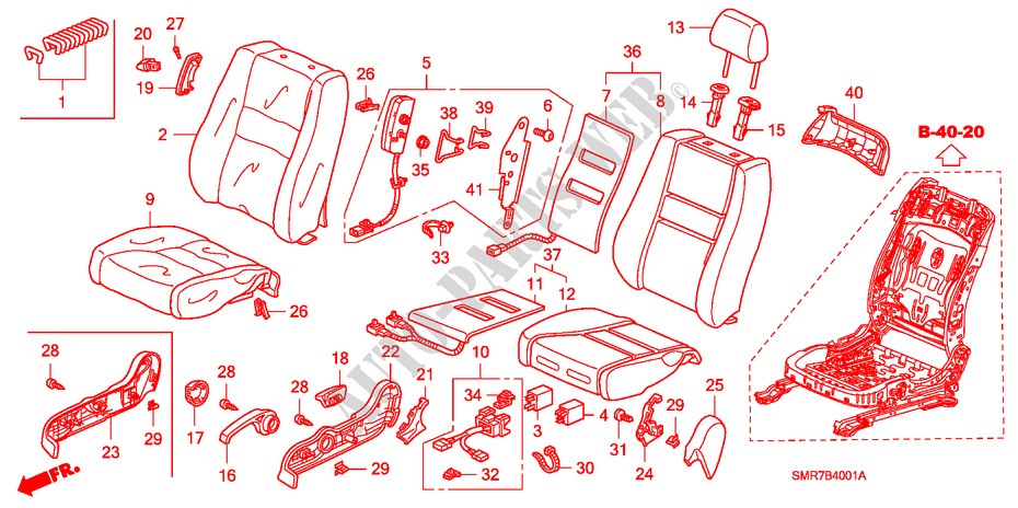 VORDERSITZ(R.) (1.4L) (1.8L) (DIESEL) für Honda CIVIC 1.4 TYPE S 3 Türen 6 gang-Schaltgetriebe 2009
