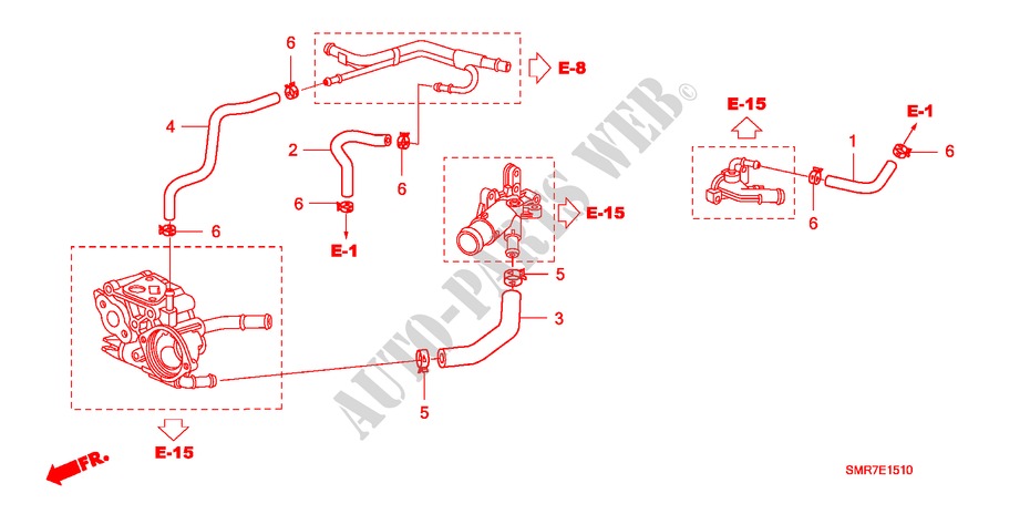 WASSERSCHLAUCH(1.8L) für Honda CIVIC 1.8 TYPE S 3 Türen 6 gang-Schaltgetriebe 2007