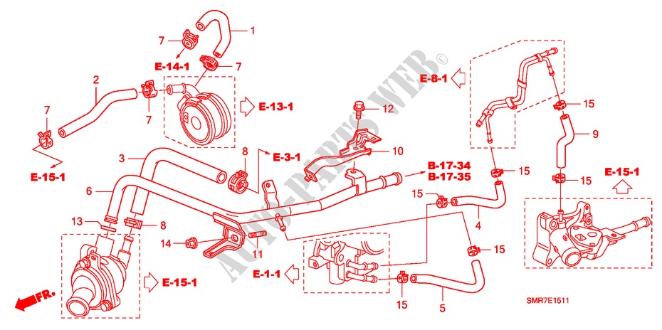 WASSERSCHLAUCH(2.0L) für Honda CIVIC 2.0 TYPE R 3 Türen 6 gang-Schaltgetriebe 2007