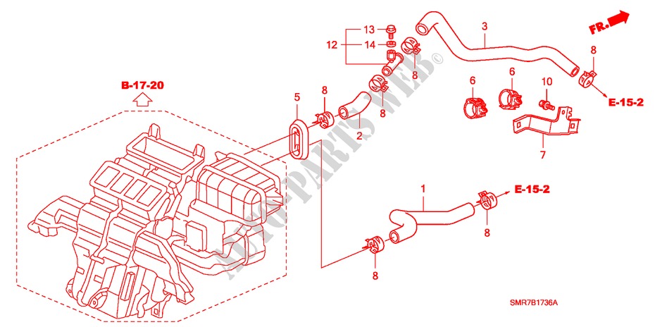 WASSERSCHLAUCH(LH) (1.4L) für Honda CIVIC 1.4 TYPE S 3 Türen Intelligent Schaltgetriebe 2009