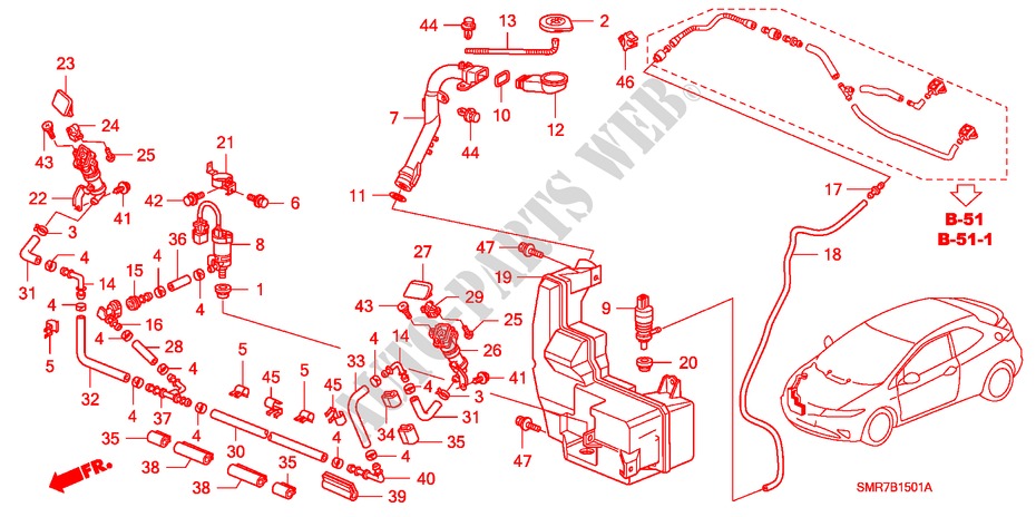 WINDSCHUTZSCHEIBENWASCHER(2) für Honda CIVIC 2.0 TYPE R 3 Türen 6 gang-Schaltgetriebe 2009
