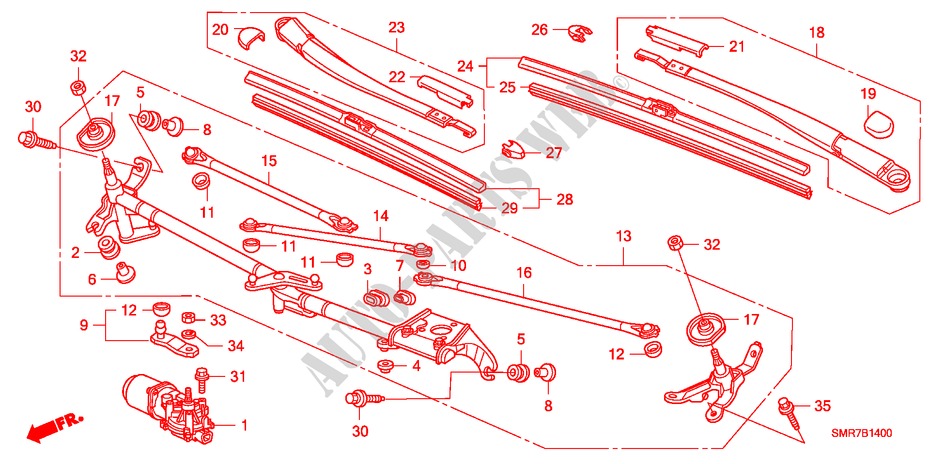 WINDSCHUTZSCHEIBENWISCHER (LH) für Honda CIVIC 2.0 TYPE R 3 Türen 6 gang-Schaltgetriebe 2007
