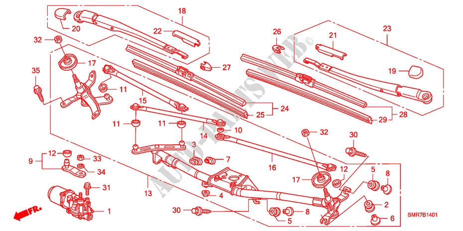 WINDSCHUTZSCHEIBENWISCHER (RH) für Honda CIVIC 1.8 TYPE S 3 Türen 6 gang-Schaltgetriebe 2007