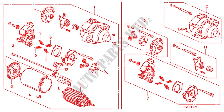 ANLASSER(MITSUBA)(2.0L) für Honda CIVIC 2.0 TYPE-R 3 Türen 6 gang-Schaltgetriebe 2011