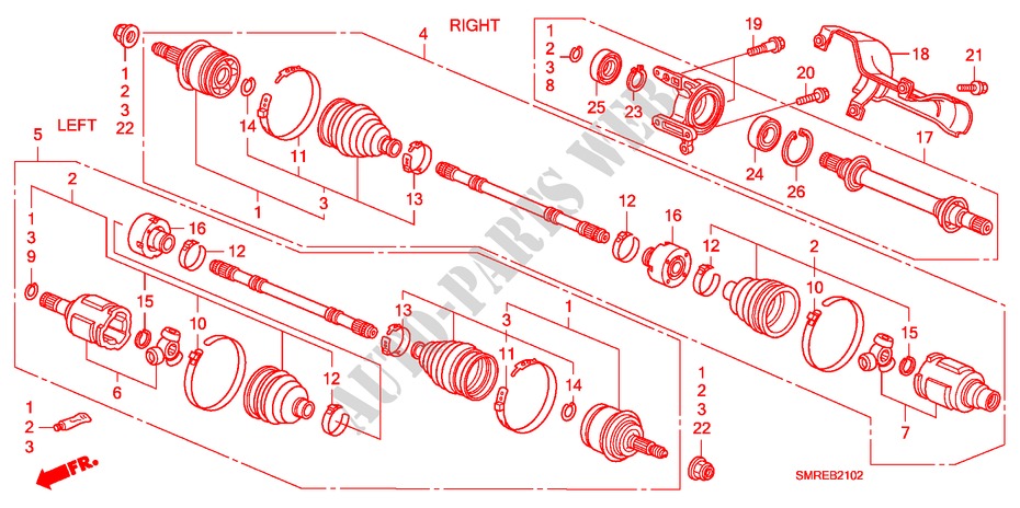 ANTRIEBSWELLE, VORNE/HALBWELLE(2.0L) für Honda CIVIC 2.0 TYPE-R    PLUS 3 Türen 6 gang-Schaltgetriebe 2011