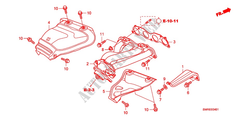 AUSPUFFKRUEMMER(2.0L) für Honda CIVIC 2.0 TYPE-R    PLUS 3 Türen 6 gang-Schaltgetriebe 2011