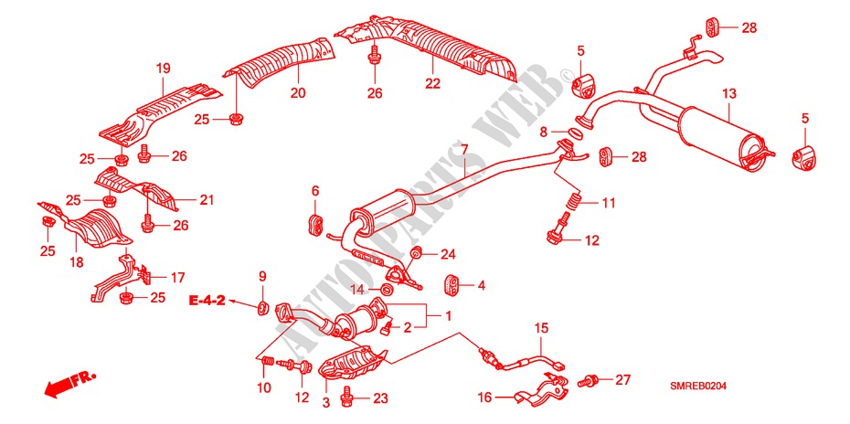 AUSPUFFROHR/SCHALLDAEMPFER(1.4L) für Honda CIVIC 1.4 BASE 3 Türen Intelligent Schaltgetriebe 2010