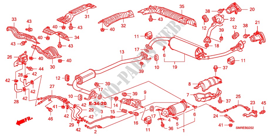 AUSPUFFROHR/SCHALLDAEMPFER(DIESEL)(2) für Honda CIVIC 2.2 TYPE-S 3 Türen 6 gang-Schaltgetriebe 2011