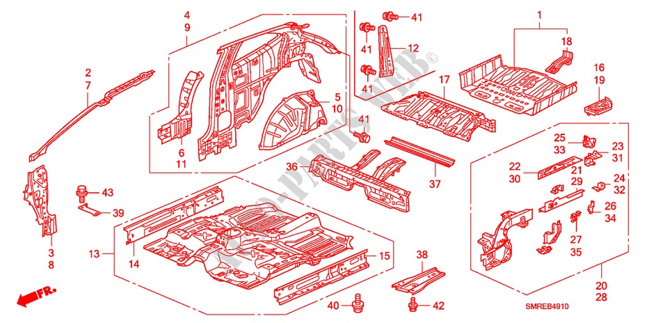 BODEN/INNENBLECHE für Honda CIVIC 2.0 TYPE-R    PLUS 3 Türen 6 gang-Schaltgetriebe 2011