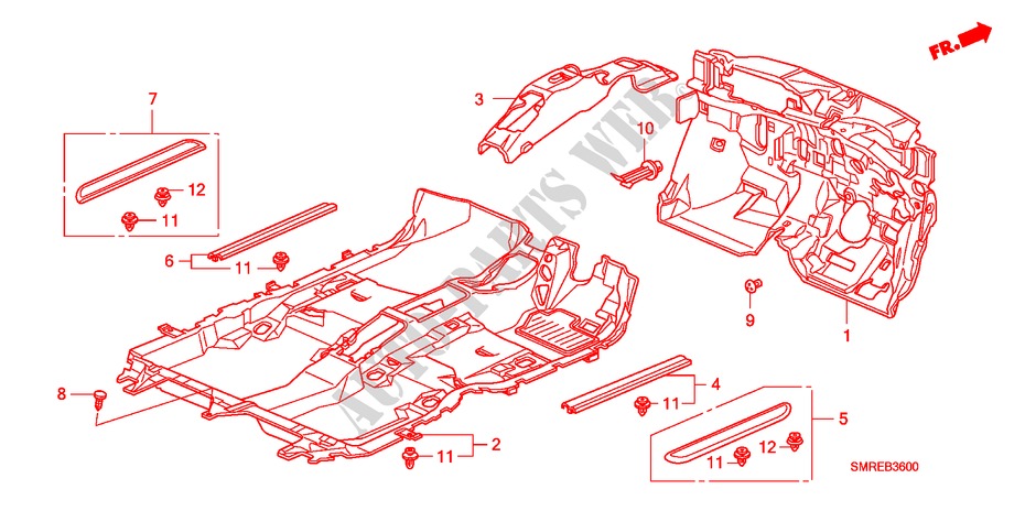 BODENMATTE für Honda CIVIC 2.0 TYPE-R    RACE 3 Türen 6 gang-Schaltgetriebe 2011