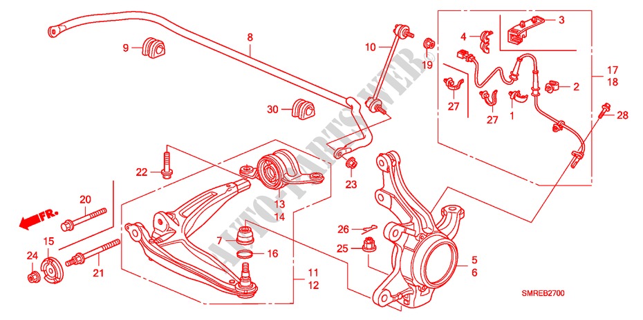 GELENK, VORNE für Honda CIVIC 2.0 TYPE-R    PLUS 3 Türen 6 gang-Schaltgetriebe 2011