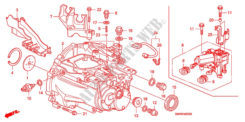 GETRIEBEGEHAEUSE(1.4L)(1.8L) für Honda CIVIC 1.8 TYPE-S 3 Türen 6 gang-Schaltgetriebe 2010