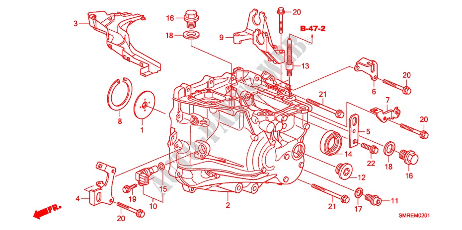 GETRIEBEGEHAEUSE(2.0L) für Honda CIVIC 2.0 TYPE-R    PLUS 3 Türen 6 gang-Schaltgetriebe 2011