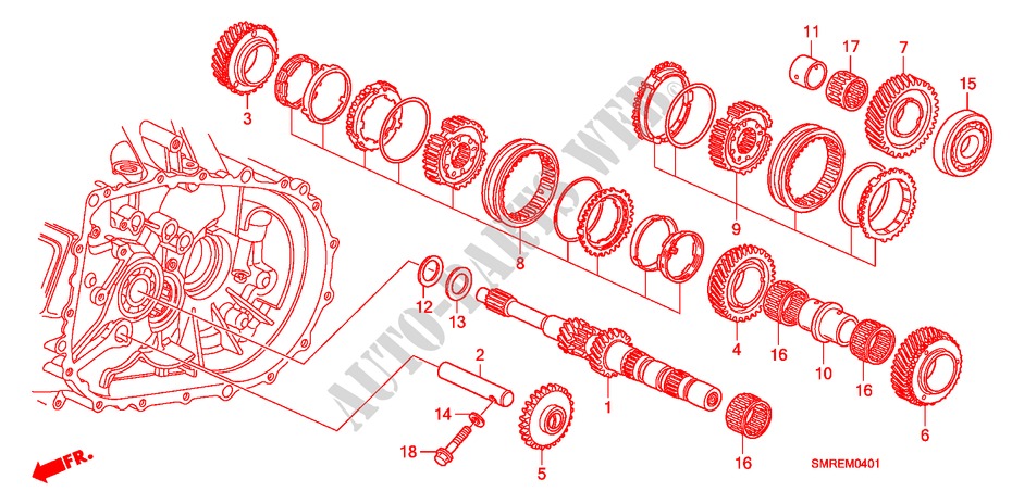 HAUPTWELLE(2.0L) für Honda CIVIC 2.0 TYPE-R    PLUS 3 Türen 6 gang-Schaltgetriebe 2011