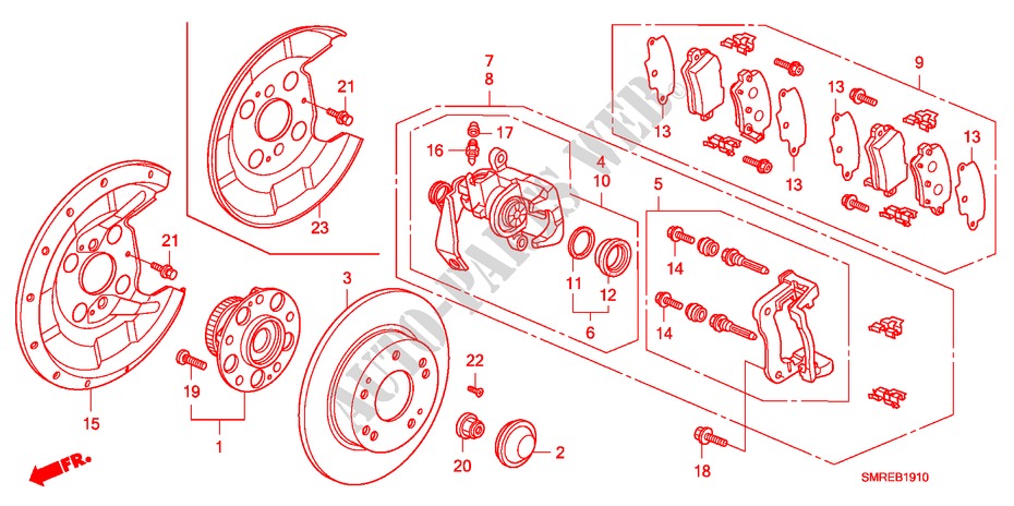 HINTERRADBREMSE für Honda CIVIC 2.2 BASE 3 Türen 6 gang-Schaltgetriebe 2011