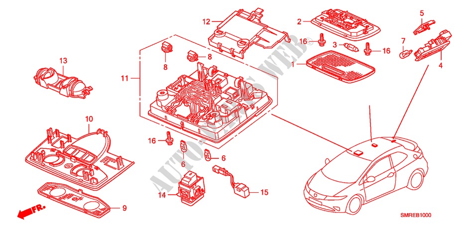 INNENLEUCHTE für Honda CIVIC 1.8 TYPE-S    PLUS 3 Türen Intelligent Schaltgetriebe 2010