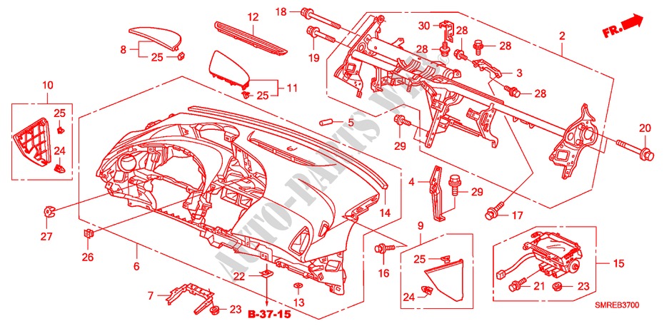 INSTRUMENTENBRETT(LH) für Honda CIVIC 2.2 TYPE-S    PLUS 3 Türen 6 gang-Schaltgetriebe 2010