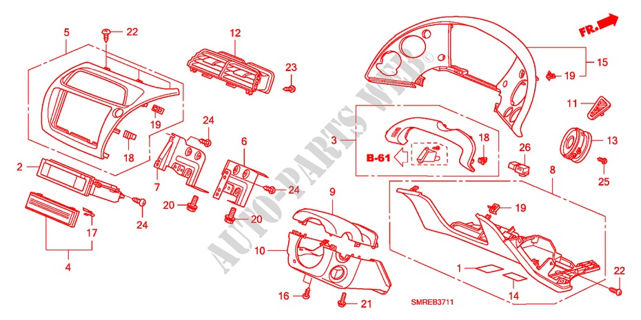 INSTRUMENTENBRETT(RH)(FAHRERSEITE) für Honda CIVIC 1.4 BASE 3 Türen Intelligent Schaltgetriebe 2010