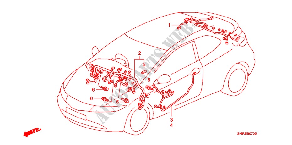 KABELBAUM(RH)(3) für Honda CIVIC 1.4 BASE 3 Türen Intelligent Schaltgetriebe 2010