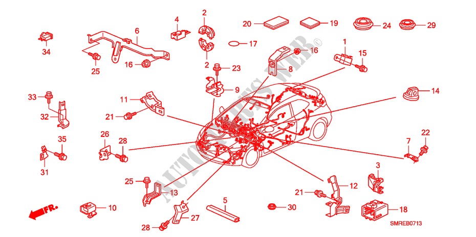 KABELBAUMBAND/BUEGEL(RH)(2) für Honda CIVIC 1.4 BASE 3 Türen Intelligent Schaltgetriebe 2010