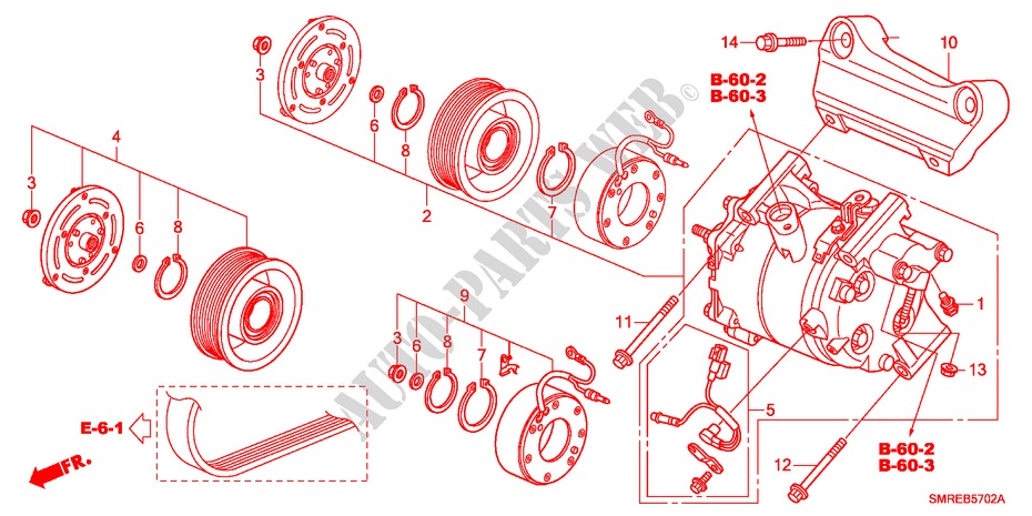 KLIMAANLAGE(KOMPRESSOR)(2.0L) für Honda CIVIC 2.0 TYPE-R    PLUS 3 Türen 6 gang-Schaltgetriebe 2011