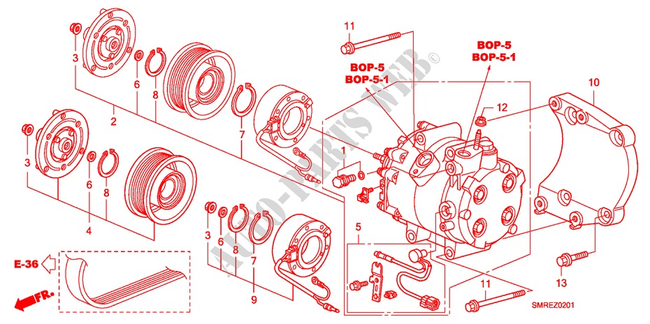 KLIMAANLAGE(KOMPRESSOR)(DIESEL) für Honda CIVIC 2.2 BASE 3 Türen 6 gang-Schaltgetriebe 2011