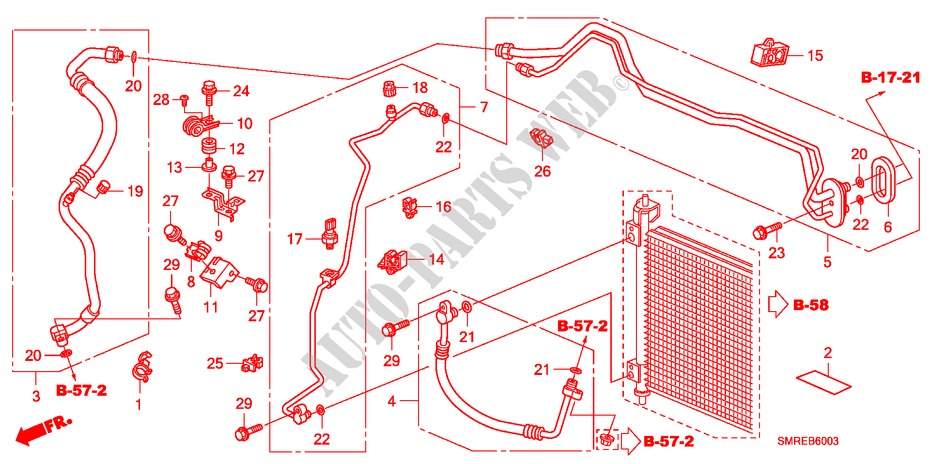 KLIMAANLAGE(SCHLAEUCHE/LEITUNGEN)(RH)(2) für Honda CIVIC 2.0 TYPE-R    PLUS 3 Türen 6 gang-Schaltgetriebe 2011