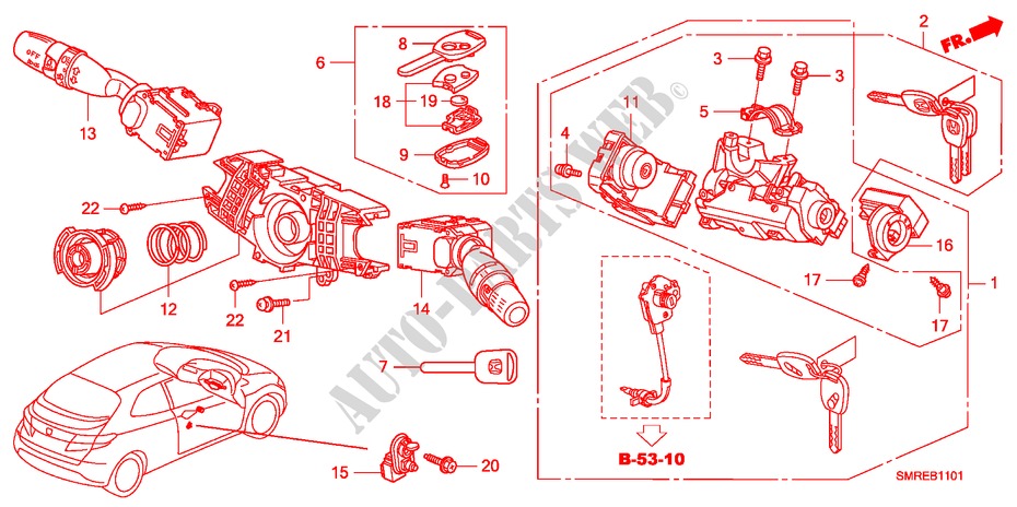 KOMBISCHALTER(RH) für Honda CIVIC 2.0 TYPE-R    PLUS 3 Türen 6 gang-Schaltgetriebe 2011