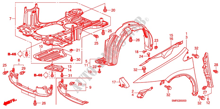 KOTFLUEGEL, VORNE für Honda CIVIC 1.8 BASE 3 Türen 6 gang-Schaltgetriebe 2010