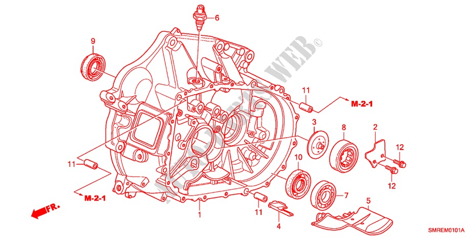 KUPPLUNGSGEHAEUSE(2.0L) für Honda CIVIC 2.0 TYPE-R    PLUS 3 Türen 6 gang-Schaltgetriebe 2010