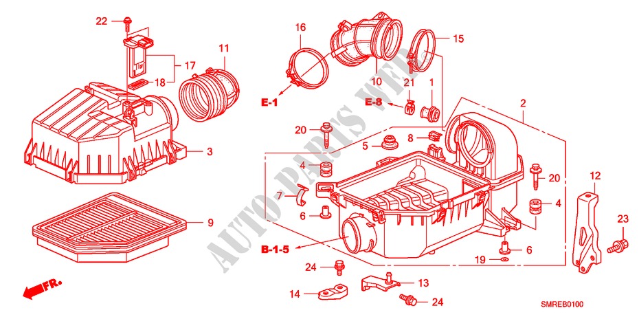 LUFTFILTER(1.8L) für Honda CIVIC 1.8 TYPE-S    PLUS 3 Türen 6 gang-Schaltgetriebe 2011