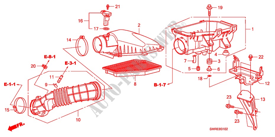 LUFTFILTER(2.0L) für Honda CIVIC 2.0 TYPE-R    PLUS 3 Türen 6 gang-Schaltgetriebe 2011