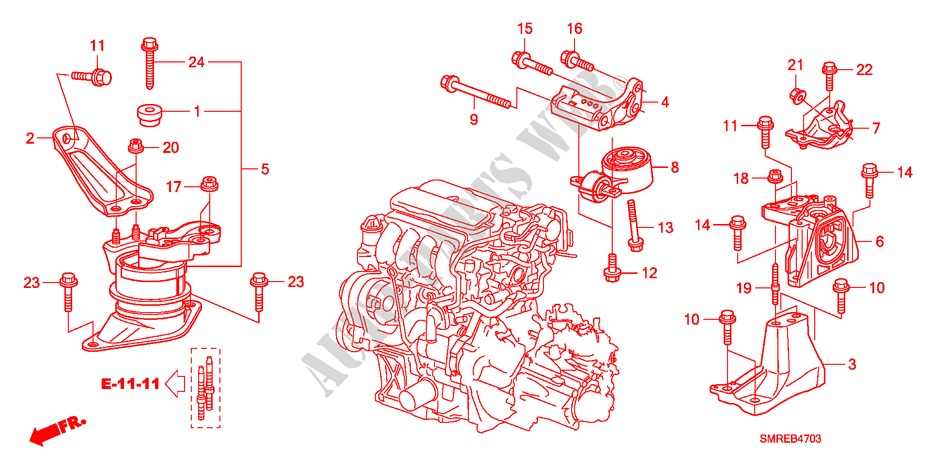 MOTORBEFESTIGUNGEN(1.4L) für Honda CIVIC 1.4 BASE 3 Türen Intelligent Schaltgetriebe 2011