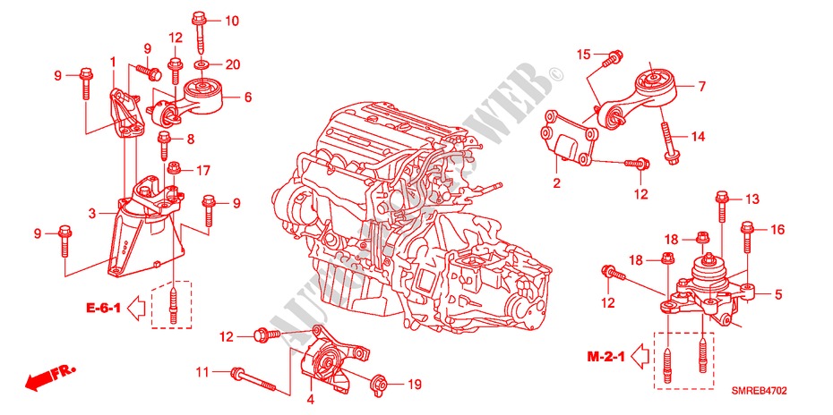 MOTORBEFESTIGUNGEN(2.0L) für Honda CIVIC 2.0 TYPE-R 3 Türen 6 gang-Schaltgetriebe 2011