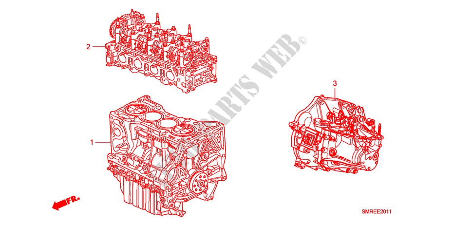 MOTOREINHEIT/GETRIEBE KOMPL.(2.0L) für Honda CIVIC 2.0 TYPE-R    PLUS 3 Türen 6 gang-Schaltgetriebe 2011