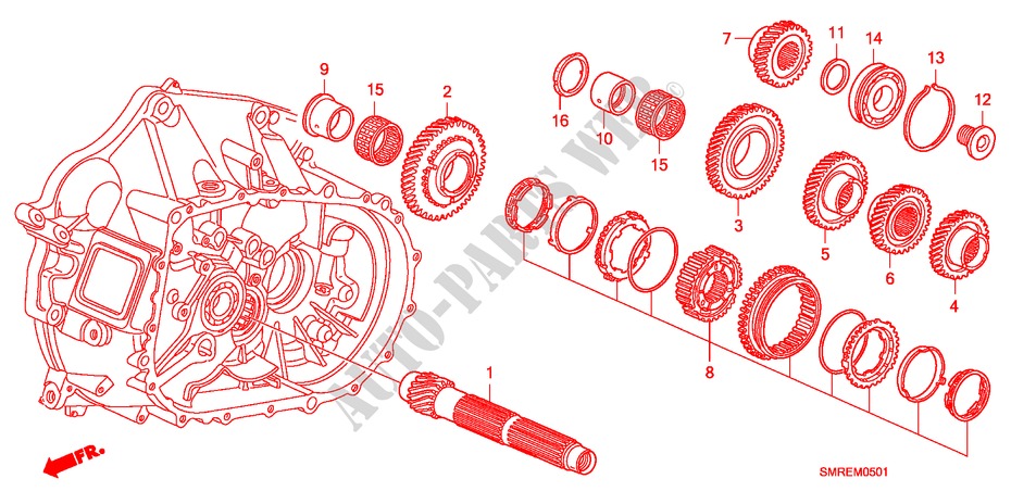 NEBENWELLE(2.0L) für Honda CIVIC 2.0 TYPE-R    PLUS 3 Türen 6 gang-Schaltgetriebe 2011